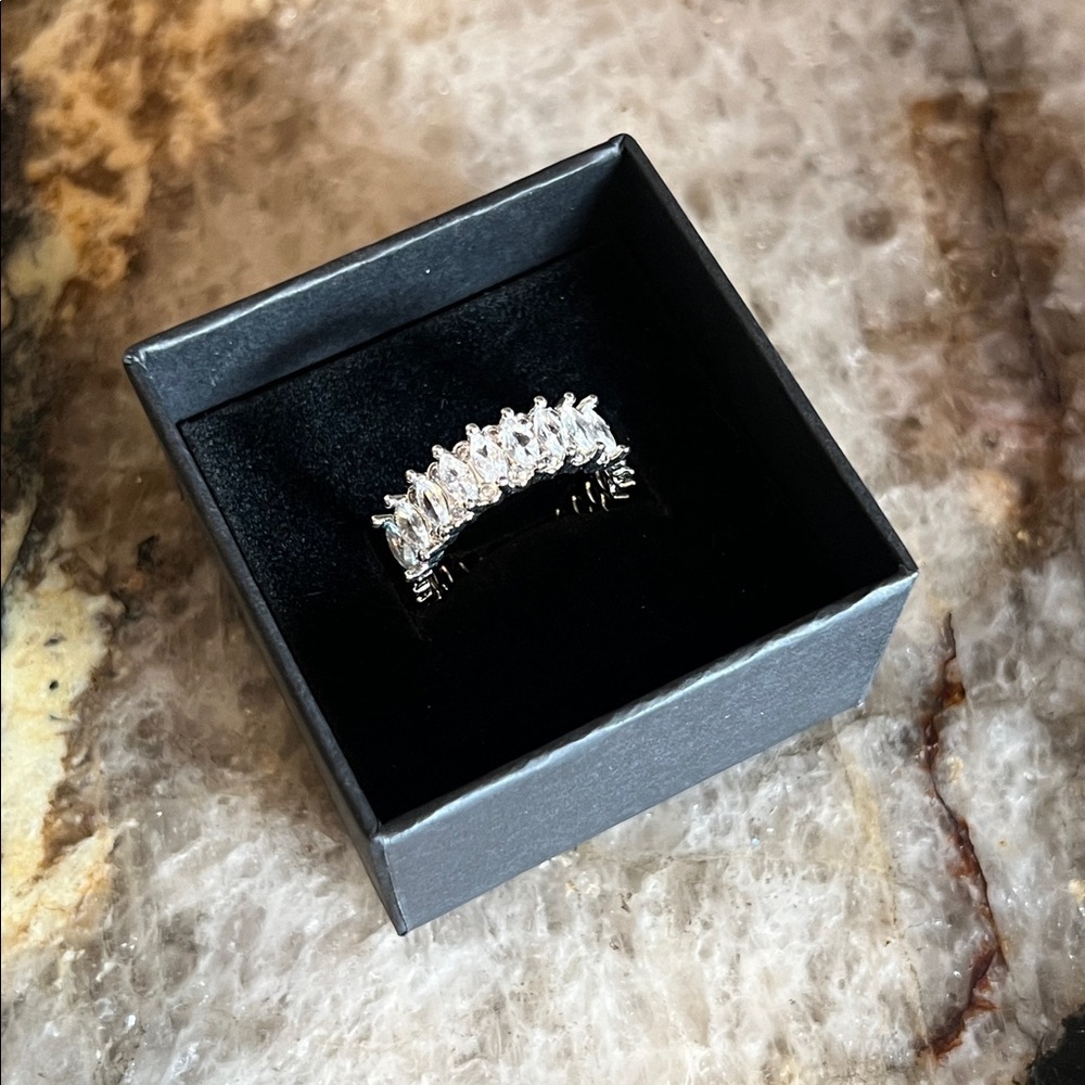 Silver Plated Zirconia Women's Stack Band Ring
